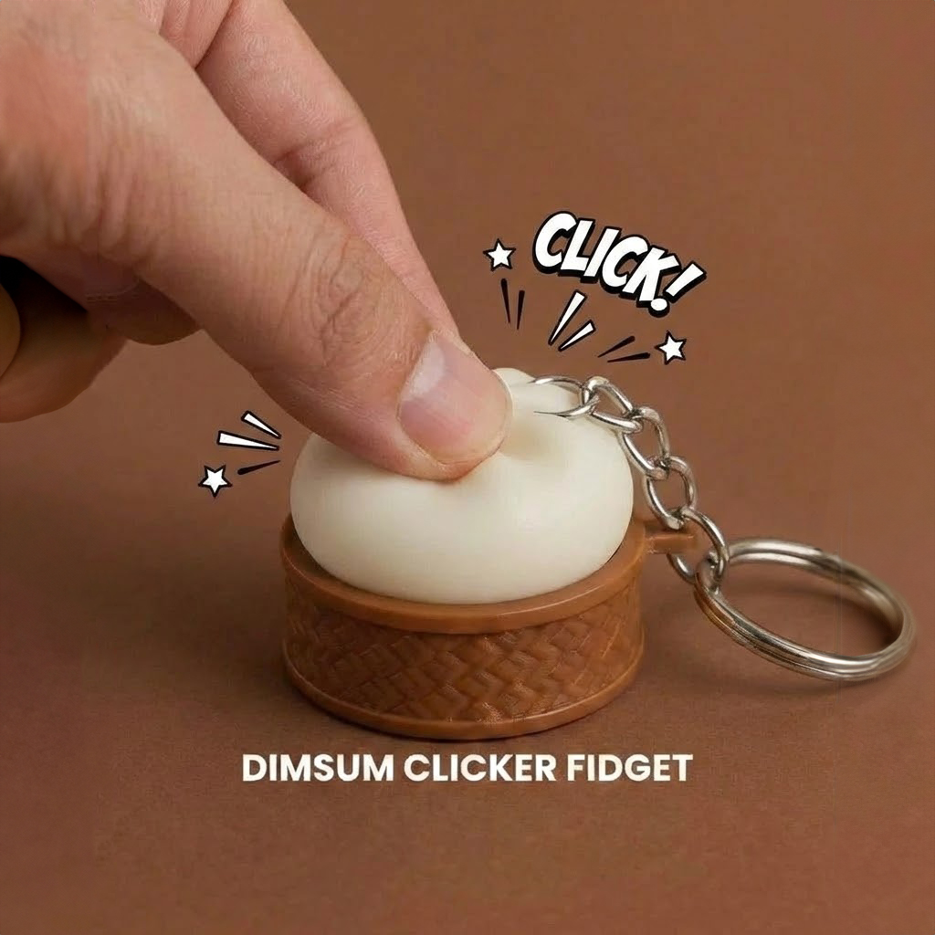 Ktmstore - Dimsum Clicker Fidget Gantungan Kunci Keyboard Switch Mechanical Keycap Bakpao 3D Mainan Unik
