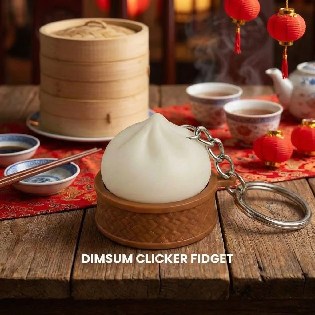 Ktmstore - Dimsum Clicker Fidget Gantungan Kunci Keyboard Switch Mechanical Keycap Bakpao 3D Mainan Unik