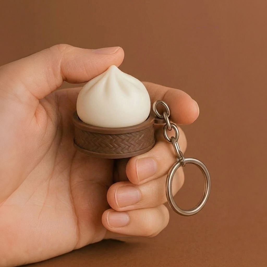 Ktmstore - Dimsum Clicker Fidget Gantungan Kunci Keyboard Switch Mechanical Keycap Bakpao 3D Mainan Unik