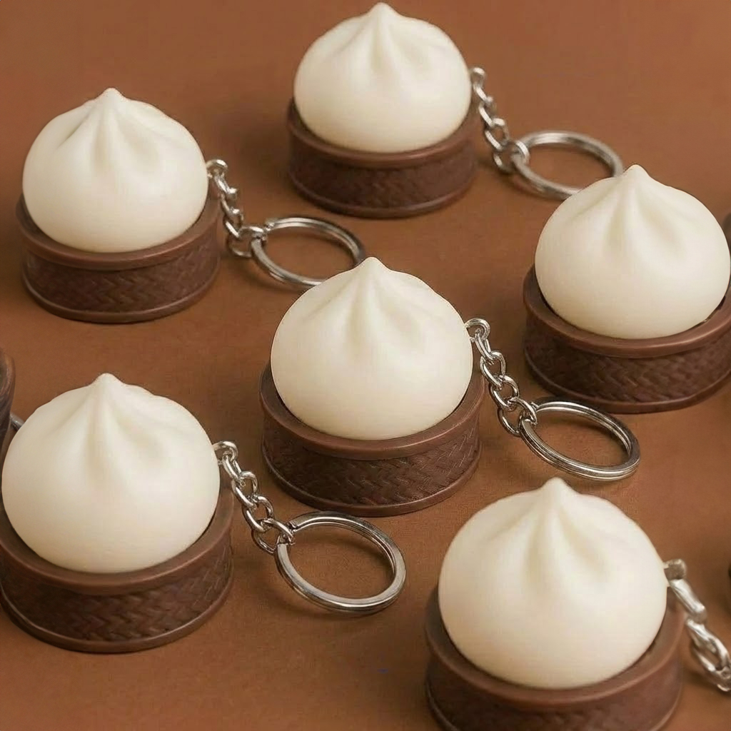 Ktmstore - Dimsum Clicker Fidget Gantungan Kunci Keyboard Switch Mechanical Keycap Bakpao 3D Mainan Unik