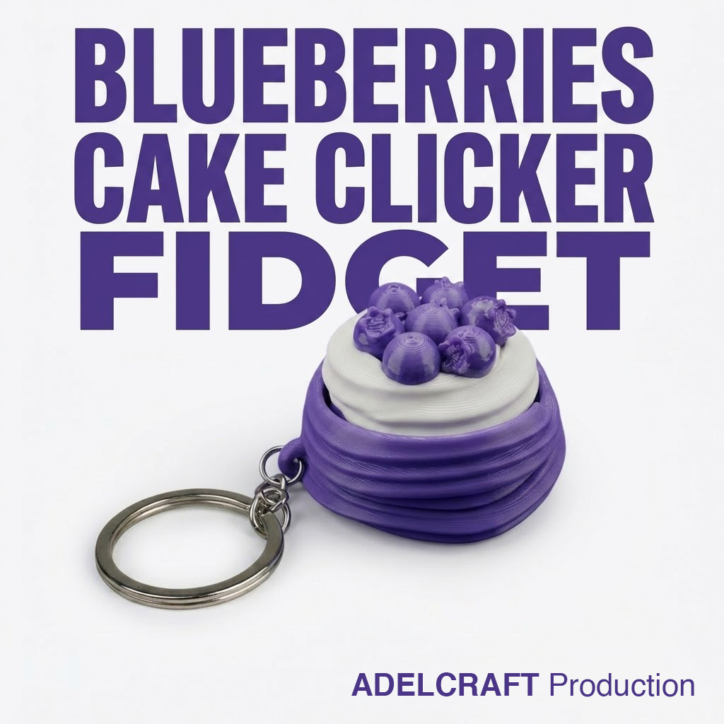 Ktmstore - BlueBerries Cake Clicker Fidget Gantungan Kunci Mechanical Keyboard 3D ASMR PETG Kue Blueberry