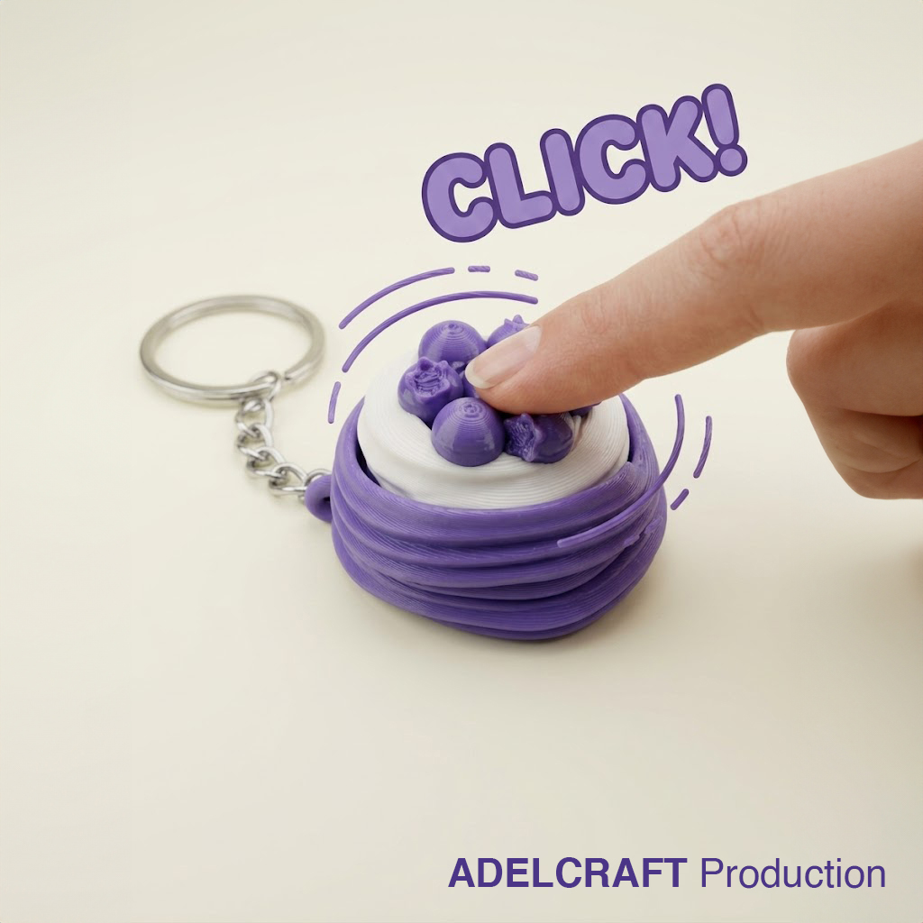 Ktmstore - BlueBerries Cake Clicker Fidget Gantungan Kunci Mechanical Keyboard 3D ASMR PETG Kue Blueberry