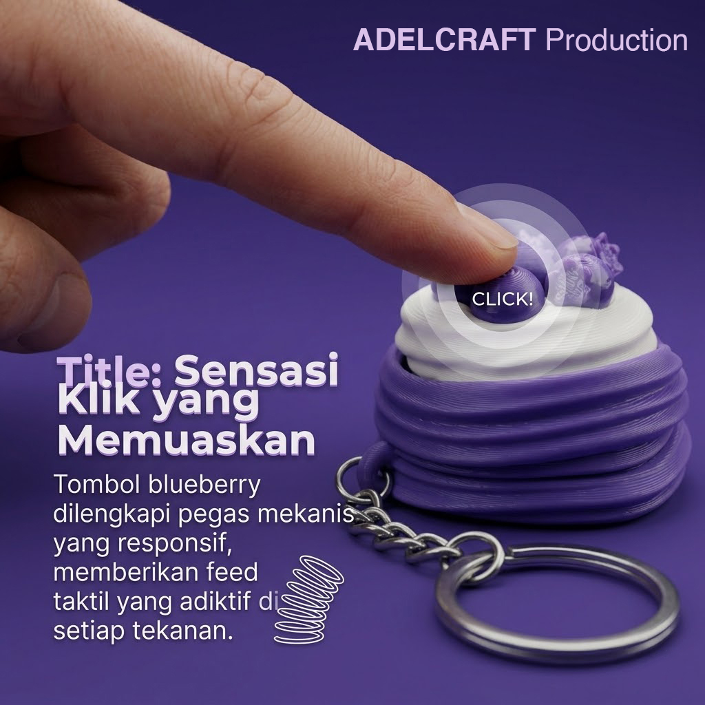 Ktmstore - BlueBerries Cake Clicker Fidget Gantungan Kunci Mechanical Keyboard 3D ASMR PETG Kue Blueberry