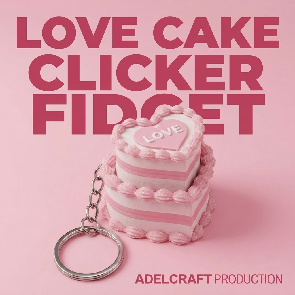 Ktmstore - Love Cake Clicker Fidget Gantungan Kunci Mechanical Keyboard 3D ASMR PETG Kue bentuk Hati