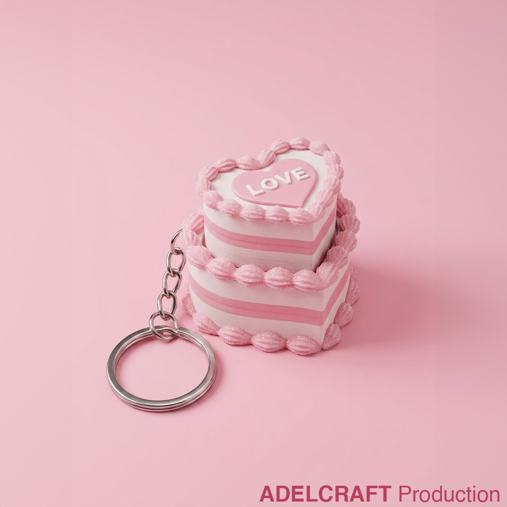 Ktmstore - Love Cake Clicker Fidget Gantungan Kunci Mechanical Keyboard 3D ASMR PETG Kue bentuk Hati
