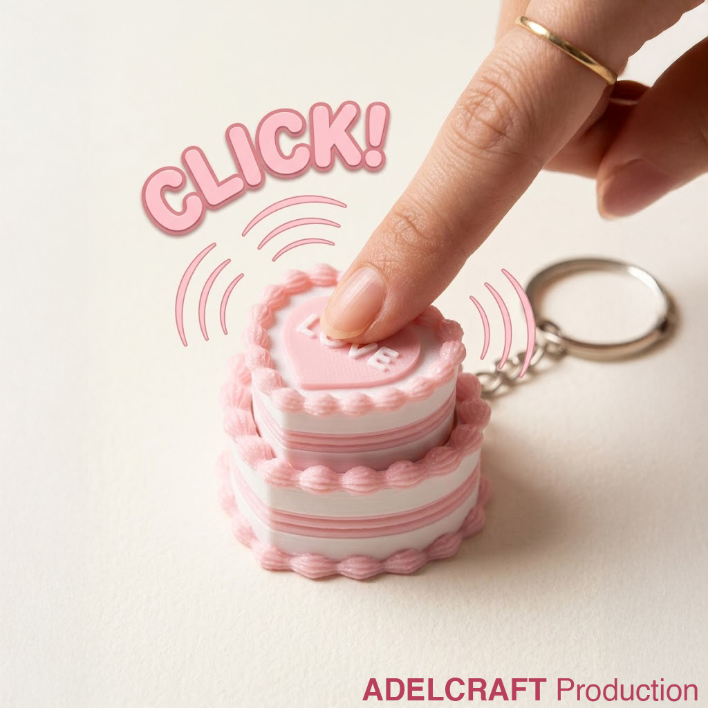 Ktmstore - Love Cake Clicker Fidget Gantungan Kunci Mechanical Keyboard 3D ASMR PETG Kue bentuk Hati