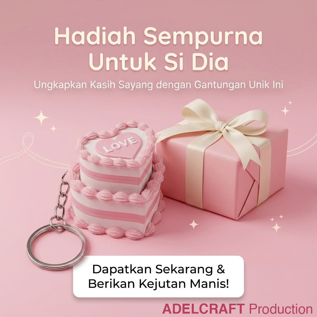 Ktmstore - Love Cake Clicker Fidget Gantungan Kunci Mechanical Keyboard 3D ASMR PETG Kue bentuk Hati