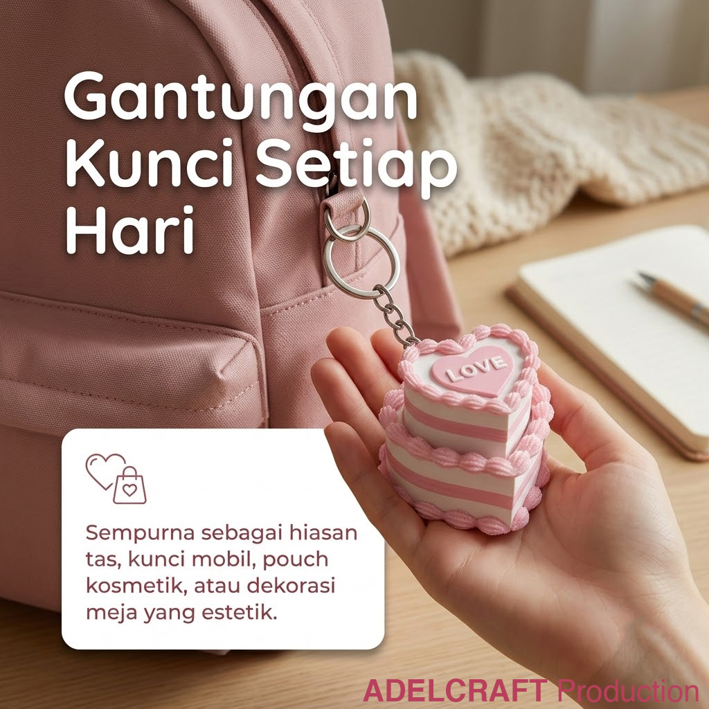Ktmstore - Love Cake Clicker Fidget Gantungan Kunci Mechanical Keyboard 3D ASMR PETG Kue bentuk Hati