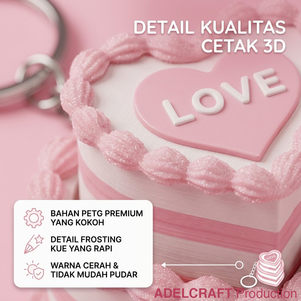 Ktmstore - Love Cake Clicker Fidget Gantungan Kunci Mechanical Keyboard 3D ASMR PETG Kue bentuk Hati