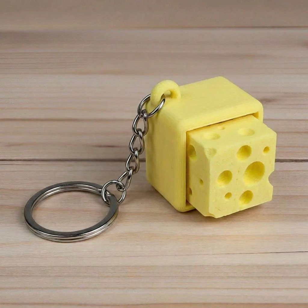 Ktmstore - Cheesy Clicker Fidget Gantungan Kunci Mechanical Keyboard Keycap Keju 3D ASMR Clicky