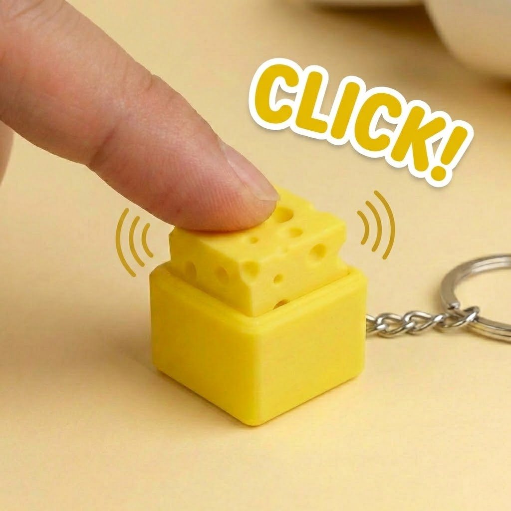 Ktmstore - Cheesy Clicker Fidget Gantungan Kunci Mechanical Keyboard Keycap Keju 3D ASMR Clicky