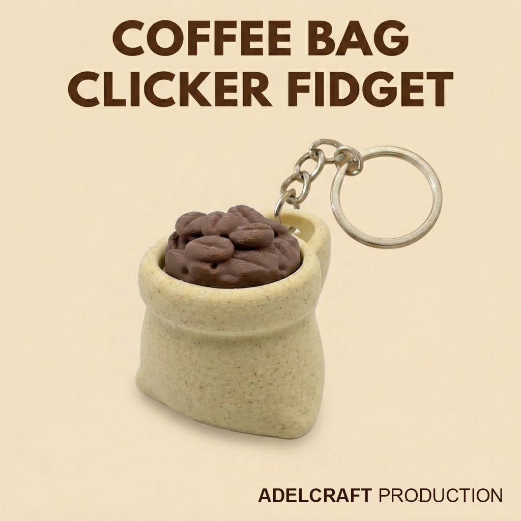 Ktmstore - Coffee Bag Sack Fidget Gantungan Kunci Mechanical Keyboard wafer Biji Kopi Estetik 3D ASMR