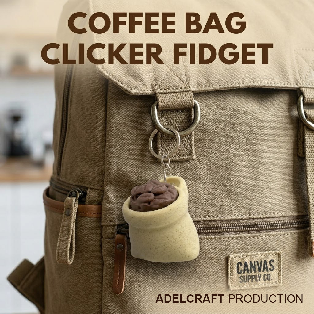 Ktmstore - Coffee Bag Sack Fidget Gantungan Kunci Mechanical Keyboard wafer Biji Kopi Estetik 3D ASMR