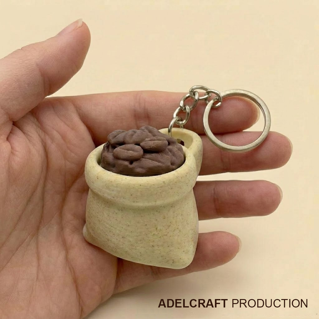Ktmstore - Coffee Bag Sack Fidget Gantungan Kunci Mechanical Keyboard wafer Biji Kopi Estetik 3D ASMR