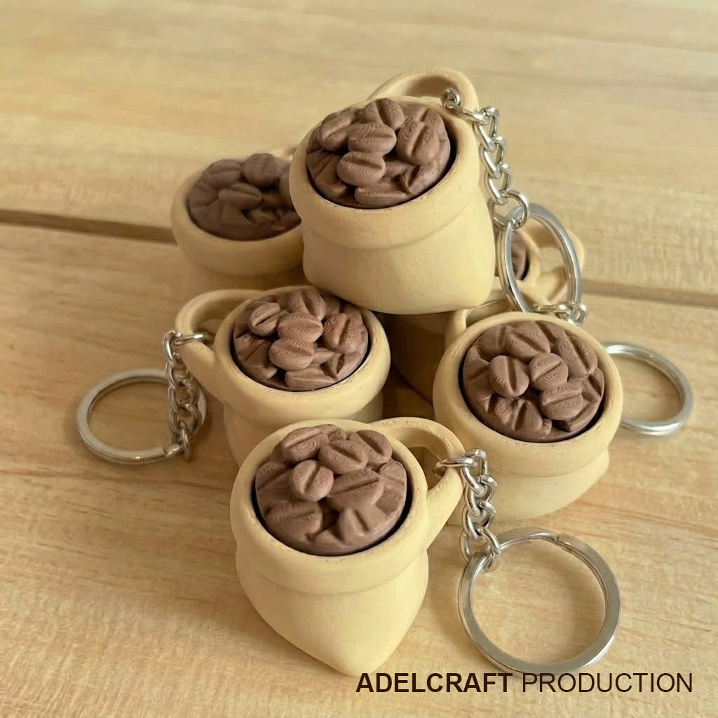 Ktmstore - Coffee Bag Sack Fidget Gantungan Kunci Mechanical Keyboard wafer Biji Kopi Estetik 3D ASMR