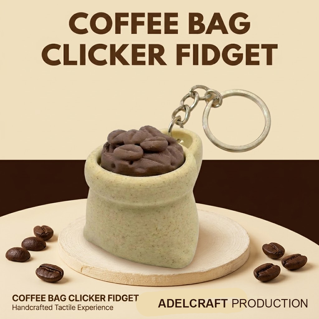 Ktmstore - Coffee Bag Sack Fidget Gantungan Kunci Mechanical Keyboard wafer Biji Kopi Estetik 3D ASMR