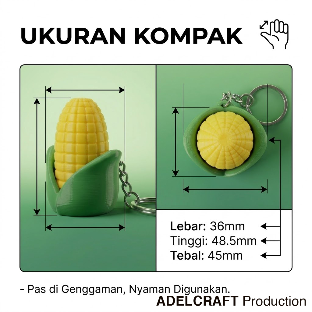 Ktmstore - Jagung Polos Corn Clicker Fidget Gantungan Kunci Mechanical Keyboard 3D ASMR