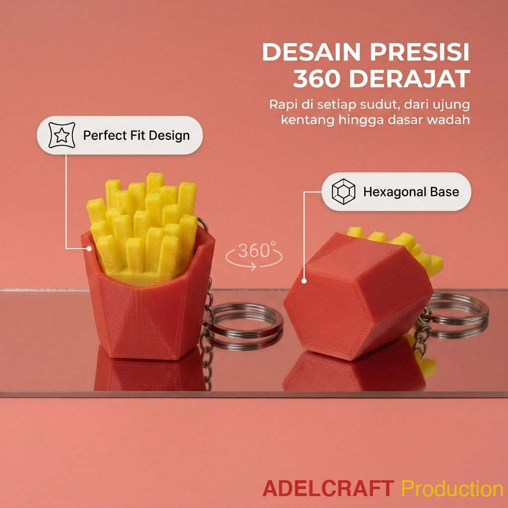 Ktmstore - French Fries Clicker Fidget Gantungan Kunci Mechanical Keyboard 3D ASMR PETG Kentang Goreng
