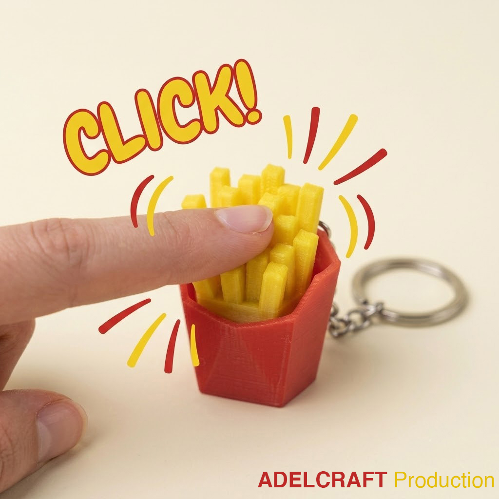 Ktmstore - French Fries Clicker Fidget Gantungan Kunci Mechanical Keyboard 3D ASMR PETG Kentang Goreng