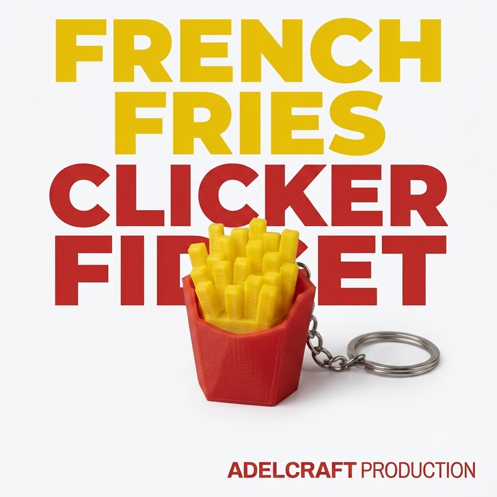 Ktmstore - French Fries Clicker Fidget Gantungan Kunci Mechanical Keyboard 3D ASMR PETG Kentang Goreng