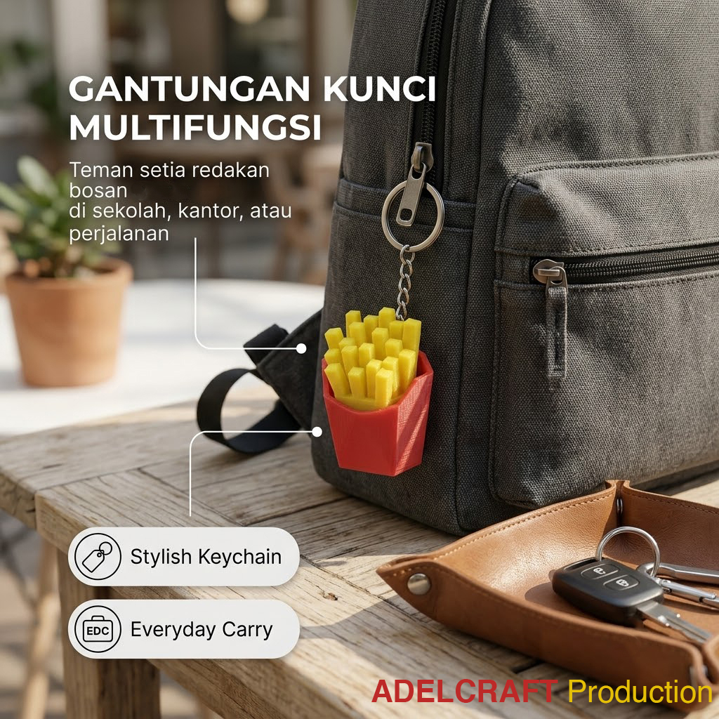 Ktmstore - French Fries Clicker Fidget Gantungan Kunci Mechanical Keyboard 3D ASMR PETG Kentang Goreng