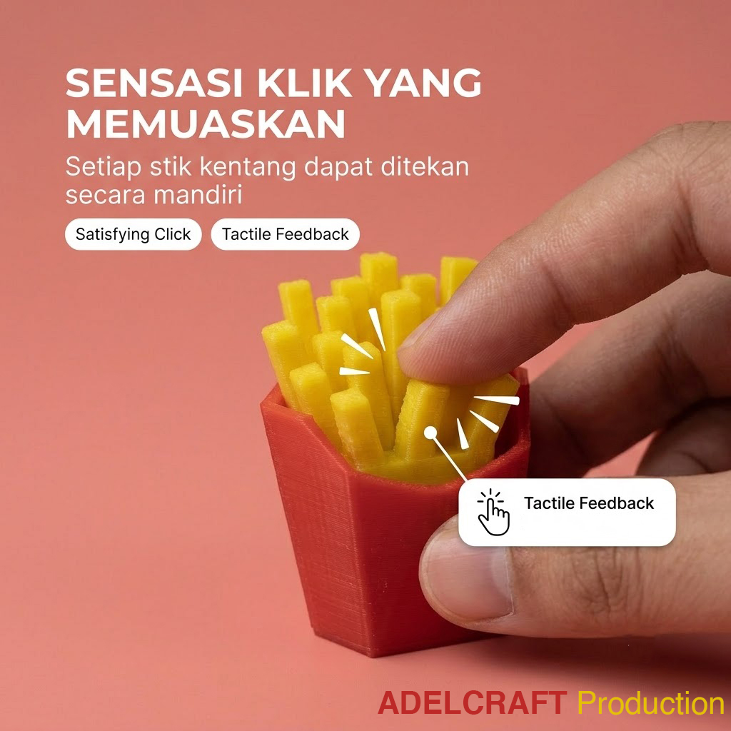 Ktmstore - French Fries Clicker Fidget Gantungan Kunci Mechanical Keyboard 3D ASMR PETG Kentang Goreng