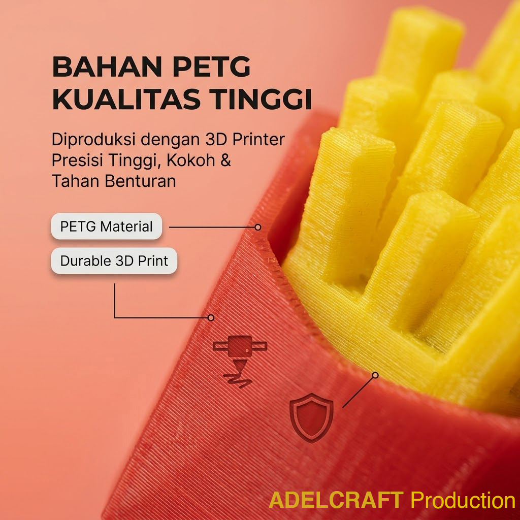 Ktmstore - French Fries Clicker Fidget Gantungan Kunci Mechanical Keyboard 3D ASMR PETG Kentang Goreng