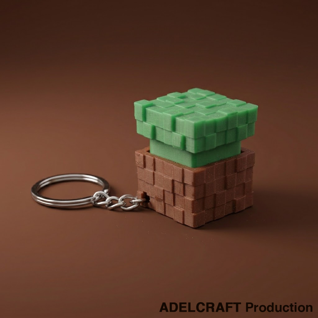 Ktmstore - Minecraft Fans Edition Earth Block Clicker Fidget Gantungan Kunci Mechanical Keyboard 3D ASMR