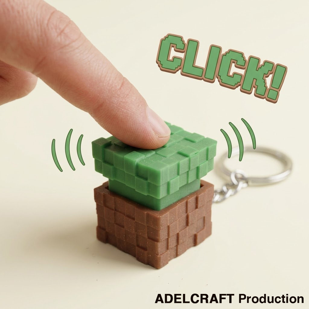Ktmstore - Minecraft Fans Edition Earth Block Clicker Fidget Gantungan Kunci Mechanical Keyboard 3D ASMR