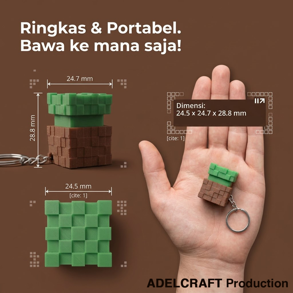 Ktmstore - Minecraft Fans Edition Earth Block Clicker Fidget Gantungan Kunci Mechanical Keyboard 3D ASMR