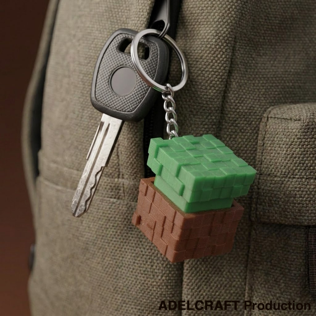 Ktmstore - Minecraft Fans Edition Earth Block Clicker Fidget Gantungan Kunci Mechanical Keyboard 3D ASMR