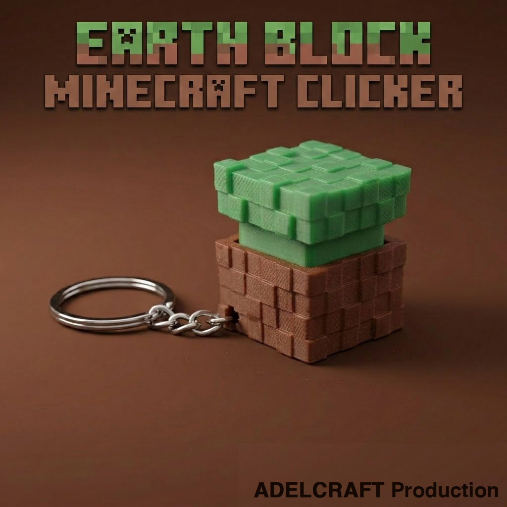 Ktmstore - Minecraft Fans Edition Earth Block Clicker Fidget Gantungan Kunci Mechanical Keyboard 3D ASMR