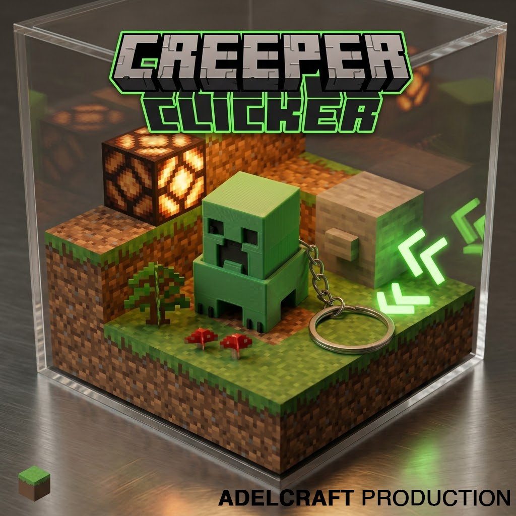 Ktmstore - Minecraft fanart Full Body Creeper Fidget Clicker Keychain Mechanical Switch Keyboard ASMR