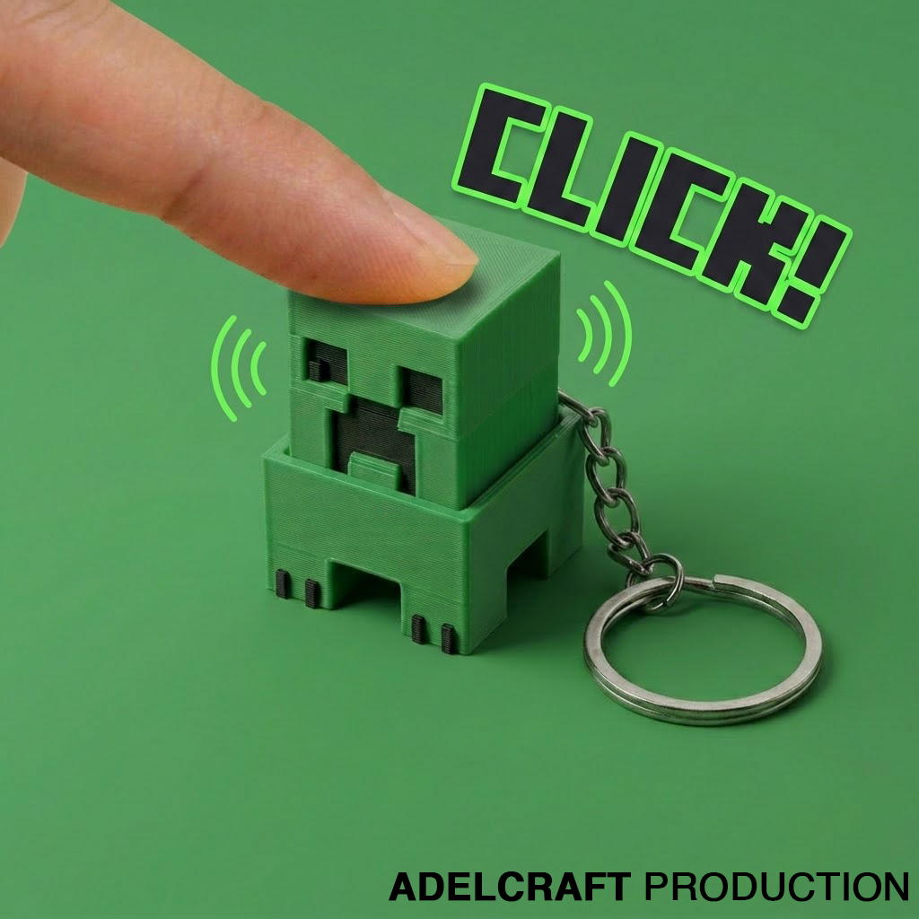 Ktmstore - Minecraft fanart Full Body Creeper Fidget Clicker Keychain Mechanical Switch Keyboard ASMR