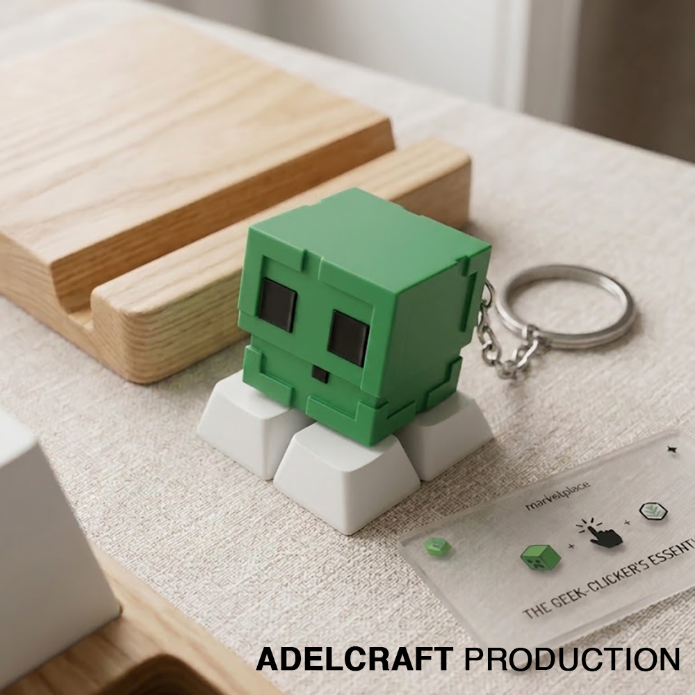 Ktmstore - Minecraft fanart Head Creeper Fidget Clicker Keychain Mechanical Switch Keyboard ASMR