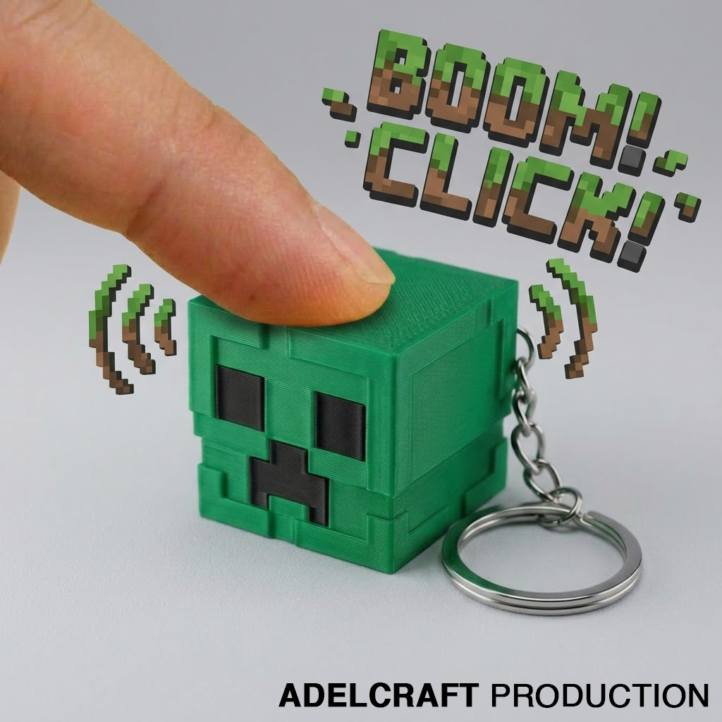 Ktmstore - Minecraft fanart Head Creeper Fidget Clicker Keychain Mechanical Switch Keyboard ASMR