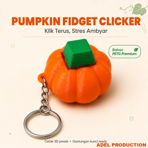 Ktmstore - Pumpkin Fidget Clicker Halloween Gantungan Kunci Labu 3D Print PETG Anti Bosan