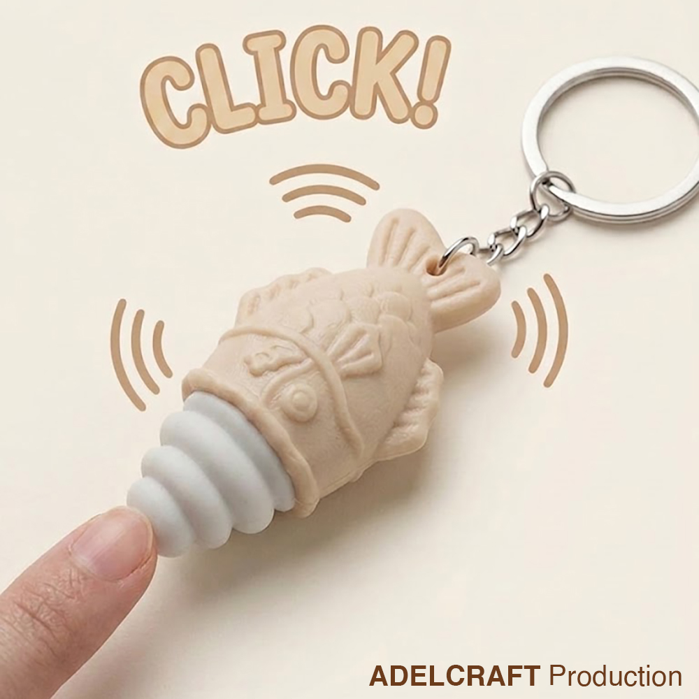 Ktmstore - Taiyaki Ice Cream Es Krim kue Ikan Clicker Fidget Gantungan Kunci Mechanical Keyboard 3D ASMR