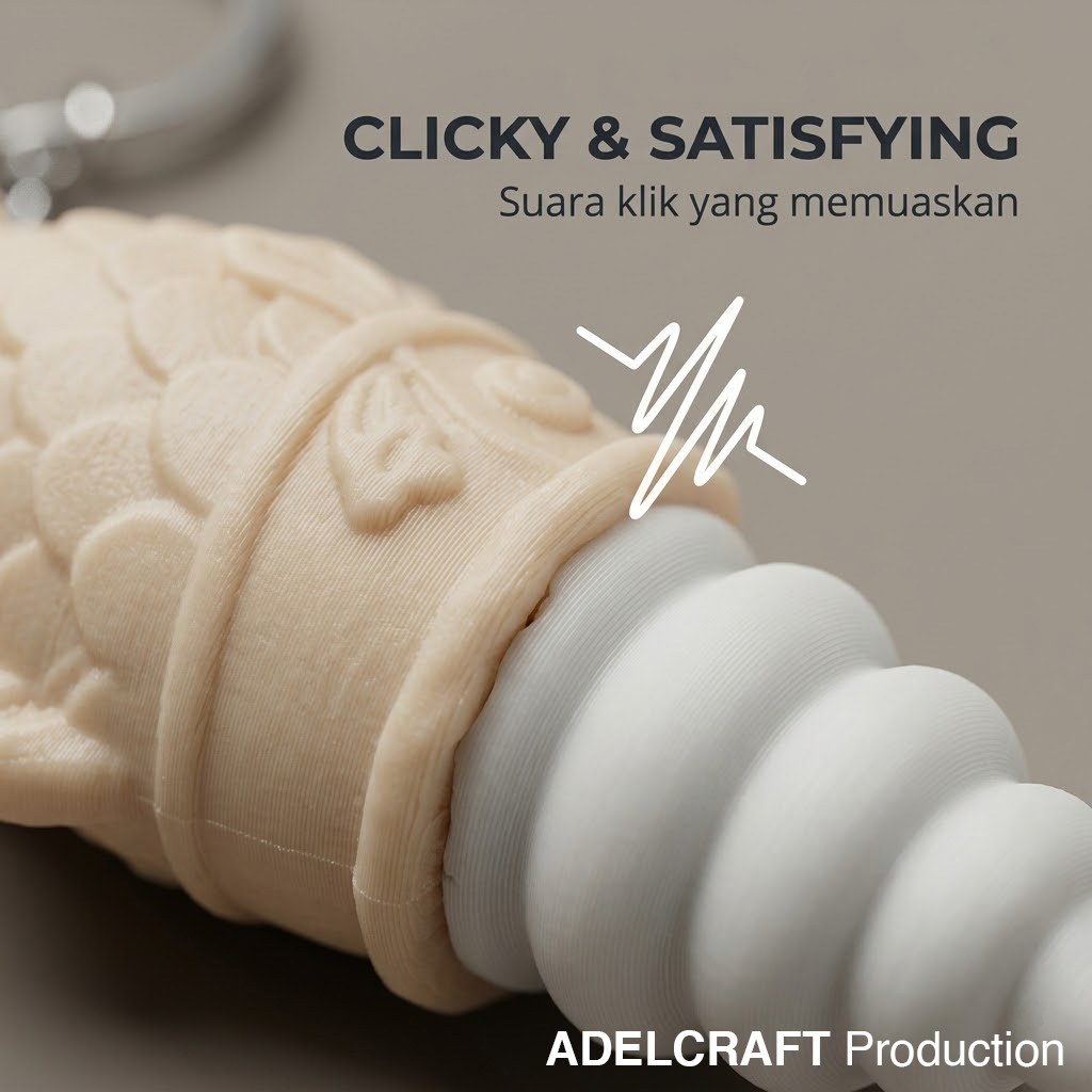 Ktmstore - Taiyaki Ice Cream Es Krim kue Ikan Clicker Fidget Gantungan Kunci Mechanical Keyboard 3D ASMR