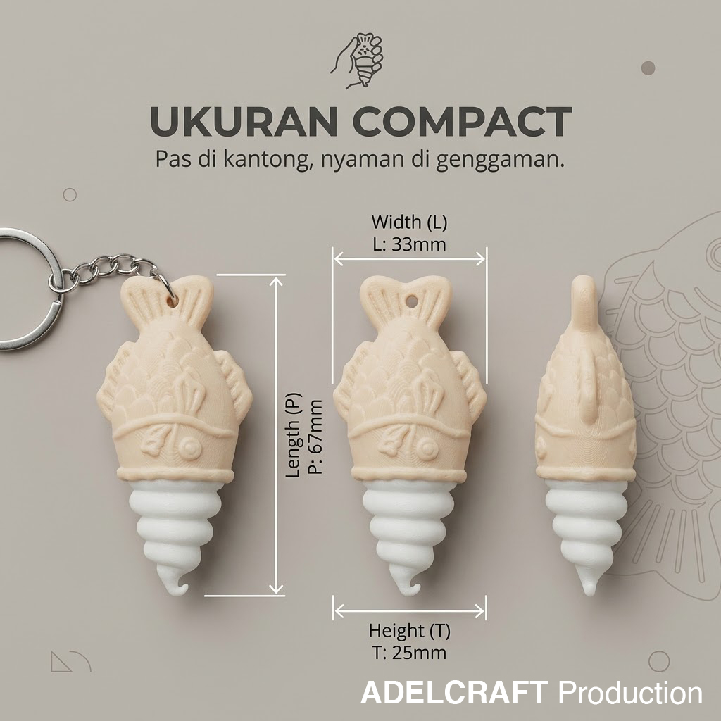 Ktmstore - Taiyaki Ice Cream Es Krim kue Ikan Clicker Fidget Gantungan Kunci Mechanical Keyboard 3D ASMR