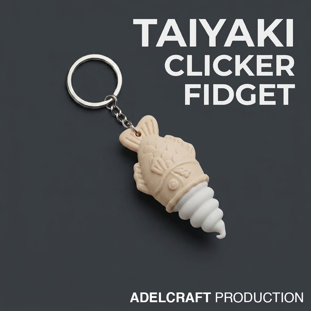 Ktmstore - Taiyaki Ice Cream Es Krim kue Ikan Clicker Fidget Gantungan Kunci Mechanical Keyboard 3D ASMR