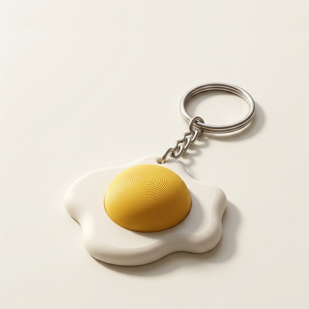 Ktmstore - Egg Omelette Clicker Fidget Gantungan Kunci Mechanical Keyboard Telur Mata sapi 3D ASMR