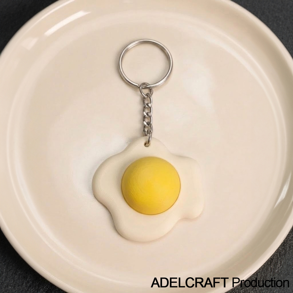 Ktmstore - Egg Omelette Clicker Fidget Gantungan Kunci Mechanical Keyboard Telur Mata sapi 3D ASMR