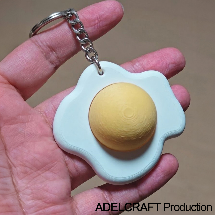 Ktmstore - Egg Omelette Clicker Fidget Gantungan Kunci Mechanical Keyboard Telur Mata sapi 3D ASMR