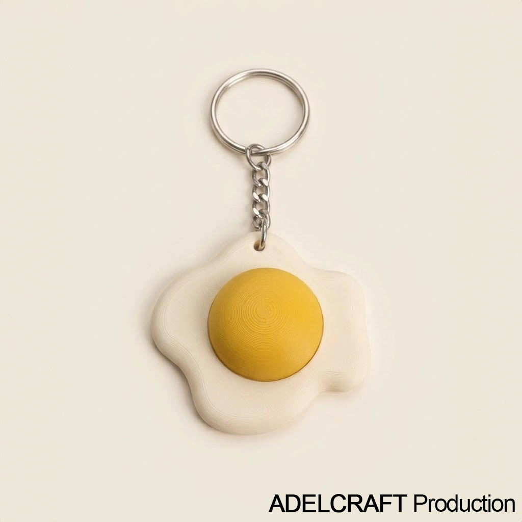 Ktmstore - Egg Omelette Clicker Fidget Gantungan Kunci Mechanical Keyboard Telur Mata sapi 3D ASMR