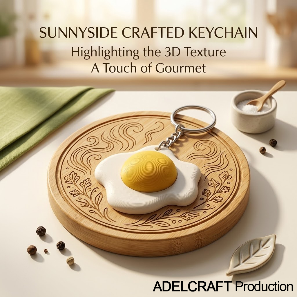 Ktmstore - Egg Omelette Clicker Fidget Gantungan Kunci Mechanical Keyboard Telur Mata sapi 3D ASMR
