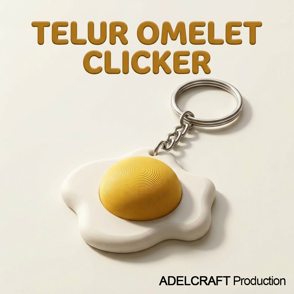 Ktmstore - Egg Omelette Clicker Fidget Gantungan Kunci Mechanical Keyboard Telur Mata sapi 3D ASMR