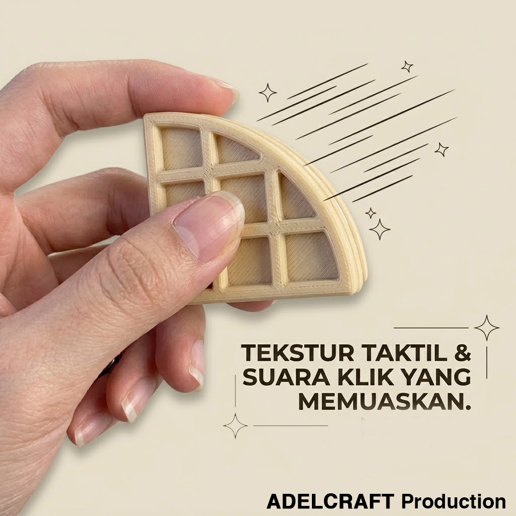 Ktmstore - Wafer Waffle Ice Cream Clicker Fidget Gantungan Kunci Mechanical Keyboard 3D ASMR