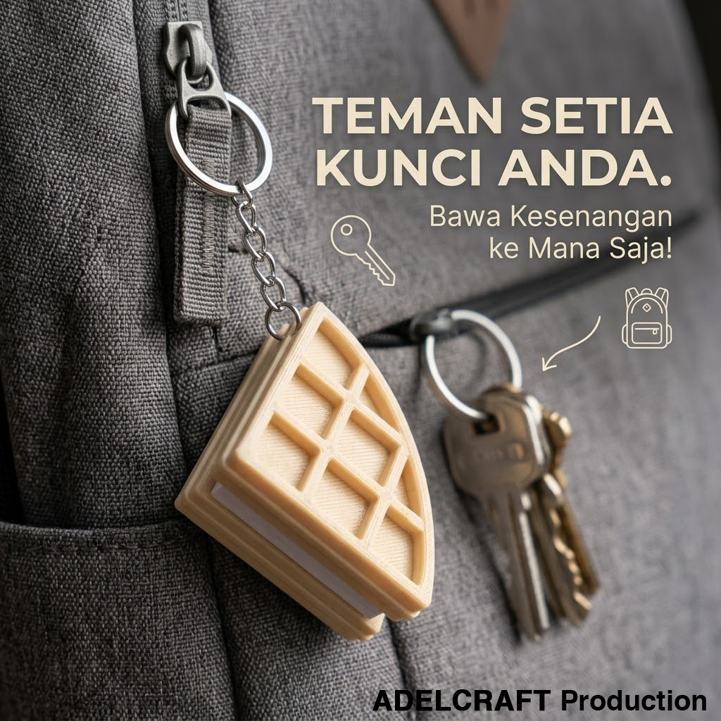 Ktmstore - Wafer Waffle Ice Cream Clicker Fidget Gantungan Kunci Mechanical Keyboard 3D ASMR