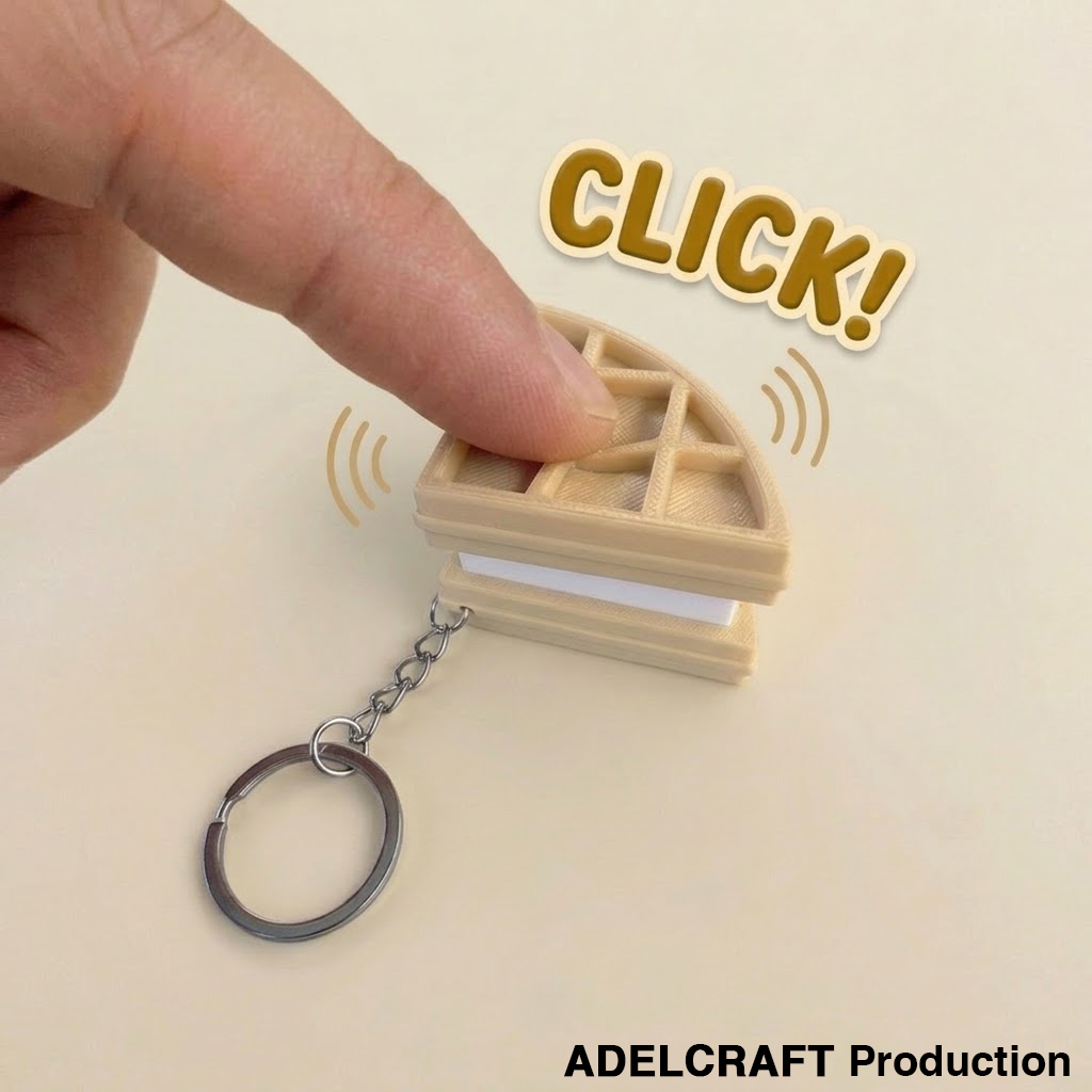 Ktmstore - Wafer Waffle Ice Cream Clicker Fidget Gantungan Kunci Mechanical Keyboard 3D ASMR